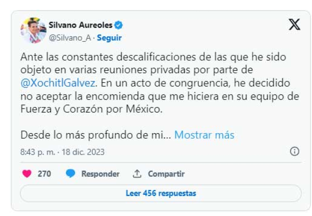 El mensaje de Silvano Aureoles en redes sociales