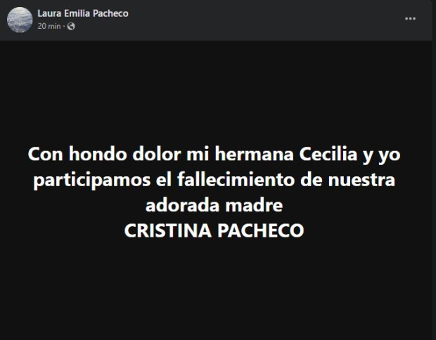 Anuncian muerte de Cristina Pacheco