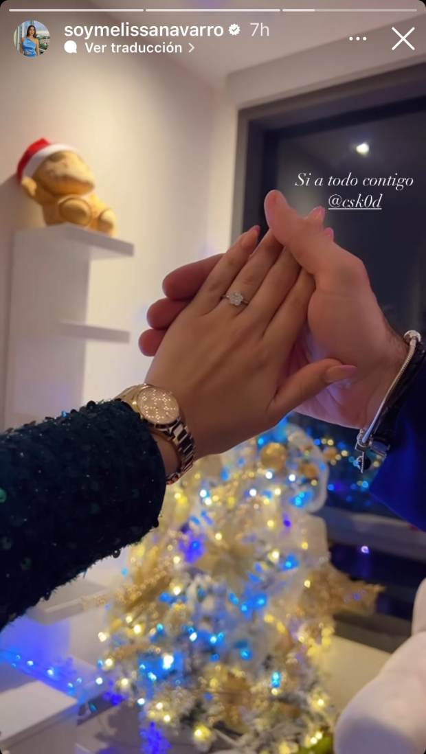 Este es el anillo de compromiso que Massad dio a Melissa Navarro en Nochebuena.