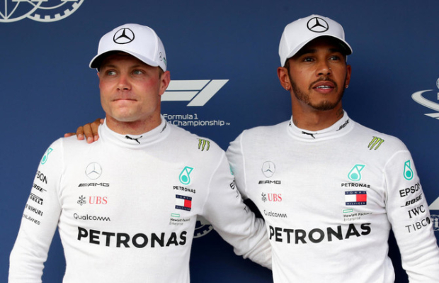 Valtteri Bottas y Lewis Hamilton en el GP de Hungría 2018