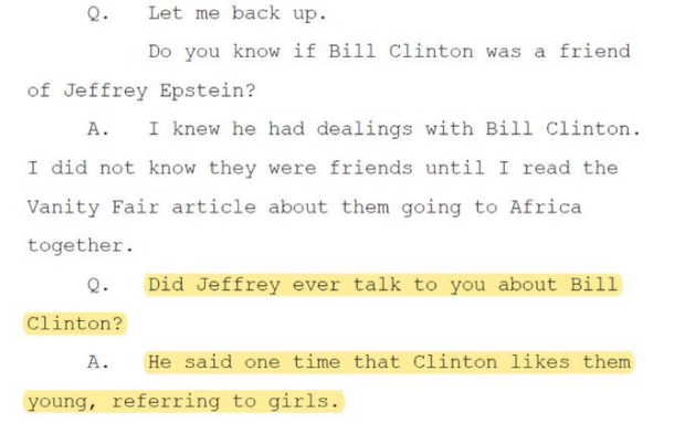 Bill Clinton aparece en los documentos de Jeffrey Epstein