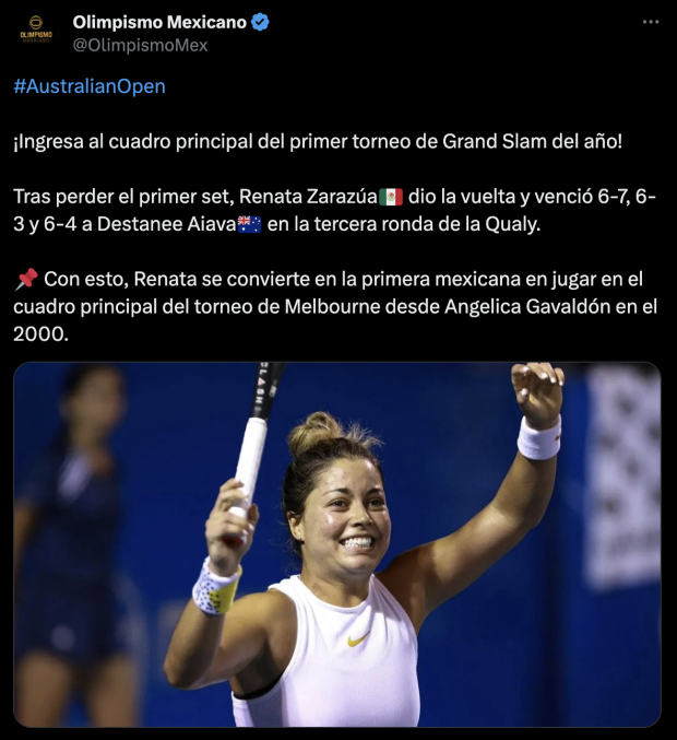 Renata Zarazúa accedió al main draw del primer Grand Slam del 2024.