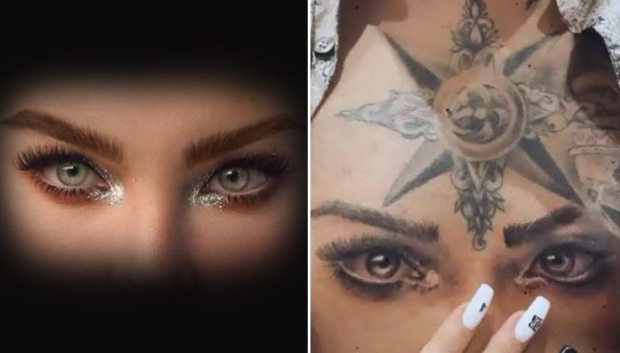 Belinda y la foto original en la que Nodal se inspiró para tatuarse los ojos de la cantante