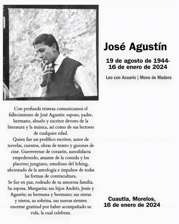 Comunicado de la muerte de José Agustín