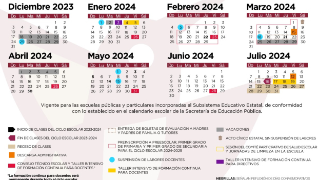 El calendario escolar del Edomex indica que las preinscripciones para prescolar, primaria y secundaria comenzarán el 6 de febrero.