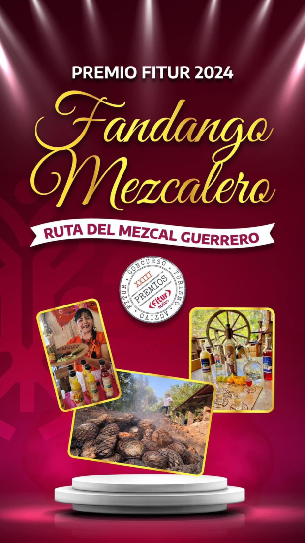 Guerrero recibe premio Fitur 2024 por su 'Fandango Mezcalero'.