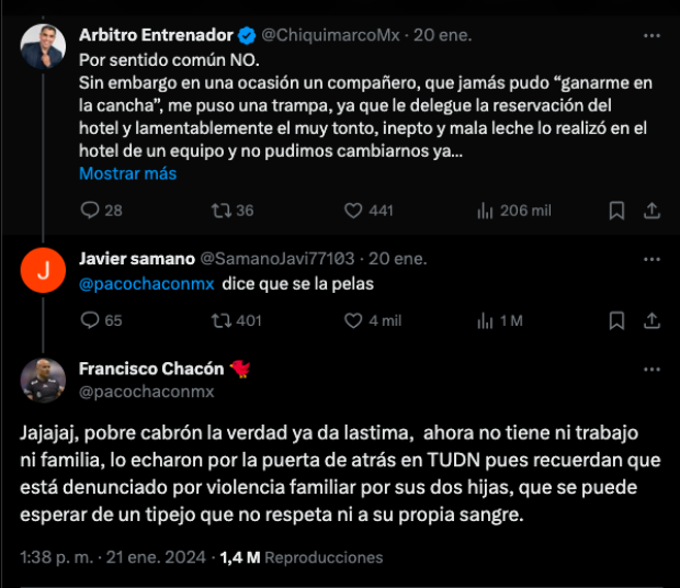 Francisco Paco Chacón y Marco Antonio Chiquimarco Rodríguez protagonizaron una pelea en redes sociales
