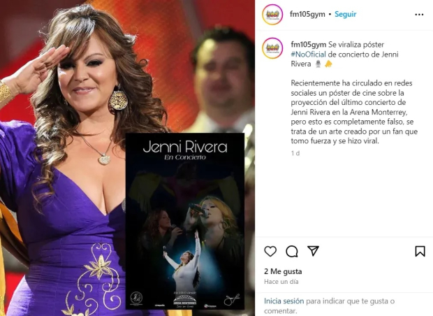 Poster del concierto de Jenni Rivera que supuestamente se estrenará en el cine