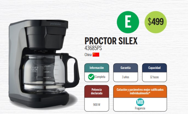 La cafetera marca Proctor Silex con capacidad para 12 tazas es la mejor en calidad y precio, de acuerdo con la Profeco.