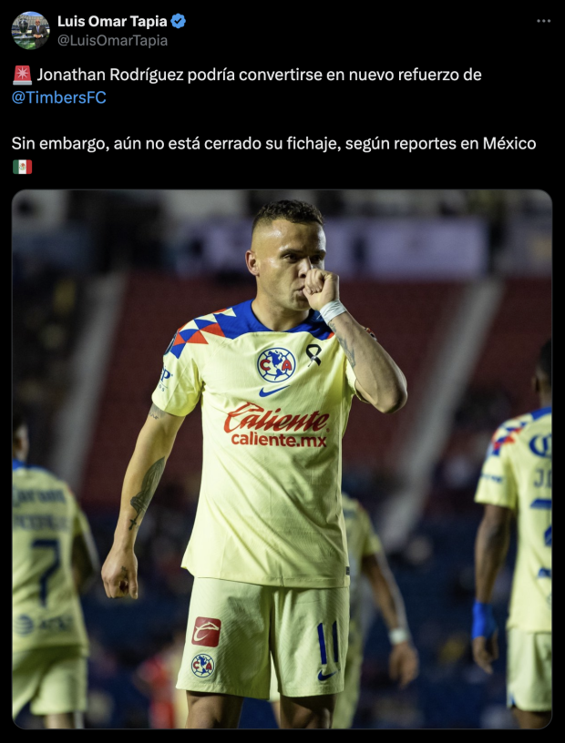 Jonathan 'Cabecita' Rodríguez saldría del América para jugar en la MLS.