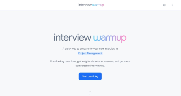 Así luce el entorno de Interview Warmup, de Google.