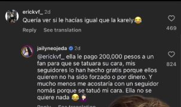 Jailyne Ojeda responde a fans y ataca a Karely Ruiz