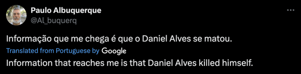 En X circuló el rumor de que Dani Alves se había suicidado.