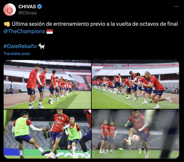 Los jugadores de Chivas entrenaron en el Estadio Azteca previo a la vuelta de octavos de final de Concachampions contra el América.