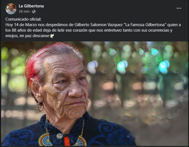 Anuncio de la muerte de La Gilbertona