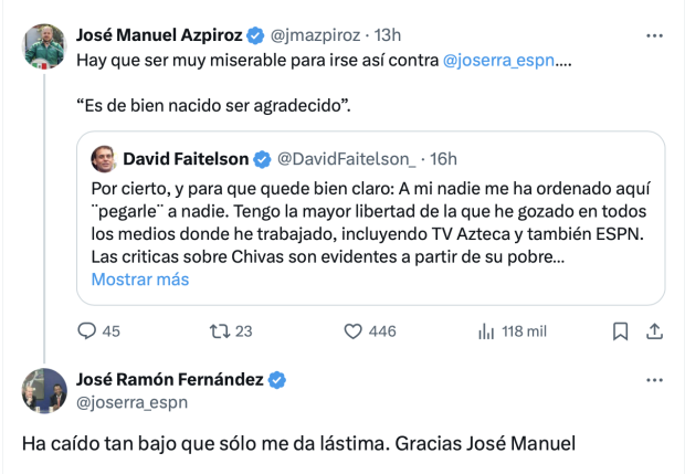Siguen los problemas entre David Faitelson y José Ramón Fernández.