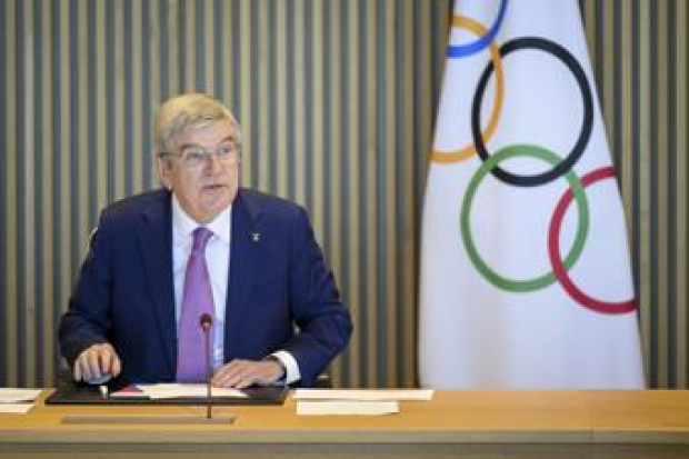 El presidente del COI Thomas Bach durante la apertura de la reunión del comité ejecutivo del Comité Olímpico Internacional