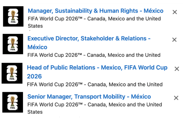 Las vacantes de FIFA para el Mundial del 2026 está disponibles en LinkedIn.