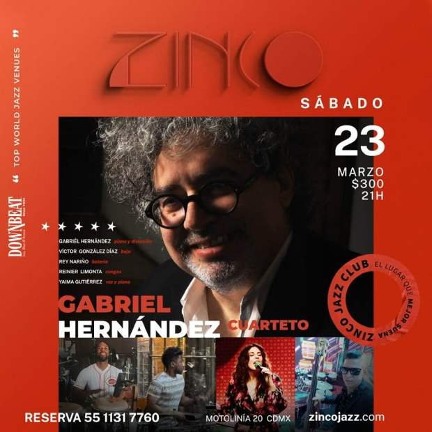 No te pierdas el concierto del pianista Gabriel Hernández y su grupo.