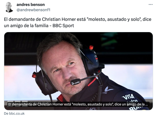 Una persona cercana a la empleada de Red Bull que denunció a Christian Horner habló con la BBC.