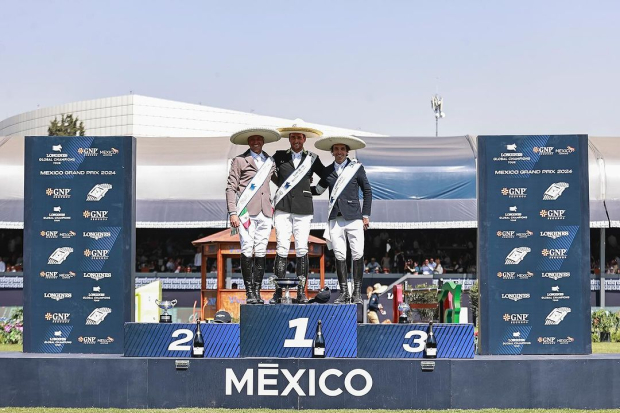 Nicola Philippaerts (centro) gana en México en el Longines Global Champions Tour 2024