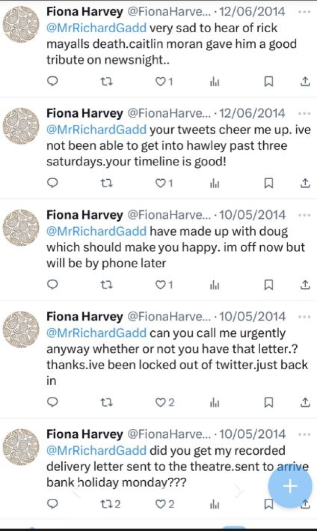 Los tuits de la cuenta de Fiona Harvey
