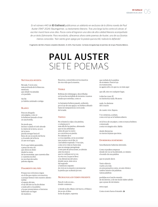 Paul Auster siete poemas