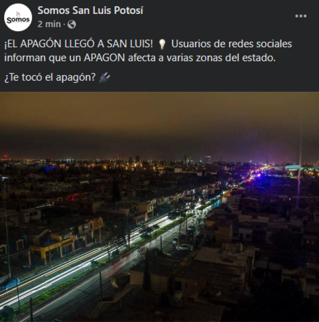 Reportan apagones en San Luis Potosí.