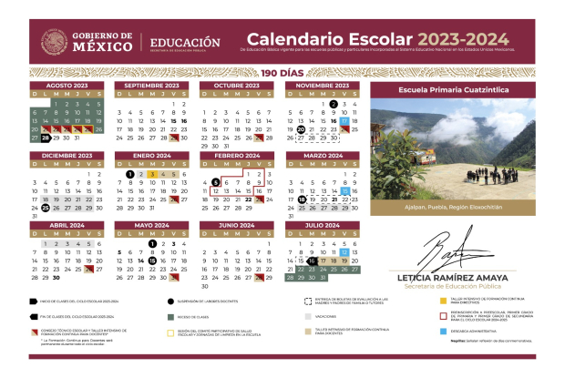 Calendario oficial de la SEP para este ciclo escolar 2023-2024.