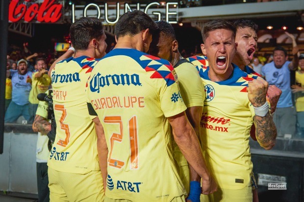 Jugadores del América celebra un gol en la Liguilla del CL2024 de la Liga MX