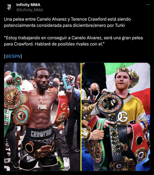 'Canelo' Álvarez podría enfrentar a Terence Crawford.