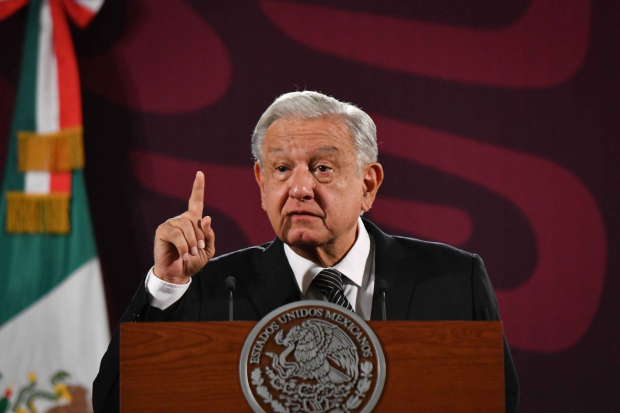 Andrés Manuel López Obrador, presidente de México, durante su intervención en la conferencia de prensa matutina en Palacio Nacional.