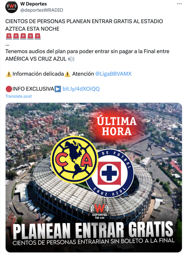 Aficionados intentarían entrar gratis a final América vs Cruz Azul.