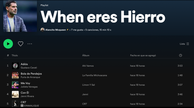 En Spotify apareció una playlist dedicada a Fernando Hierro tras su salida de Chivas.