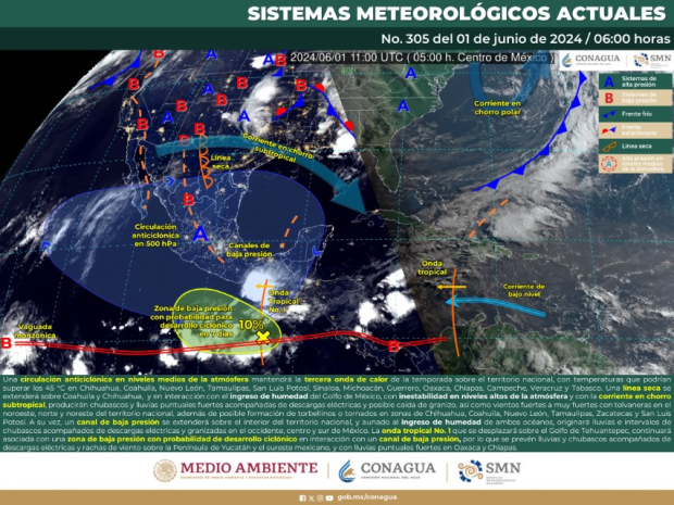 MAPA del CLIMA en México para este sábado 1 de junio.