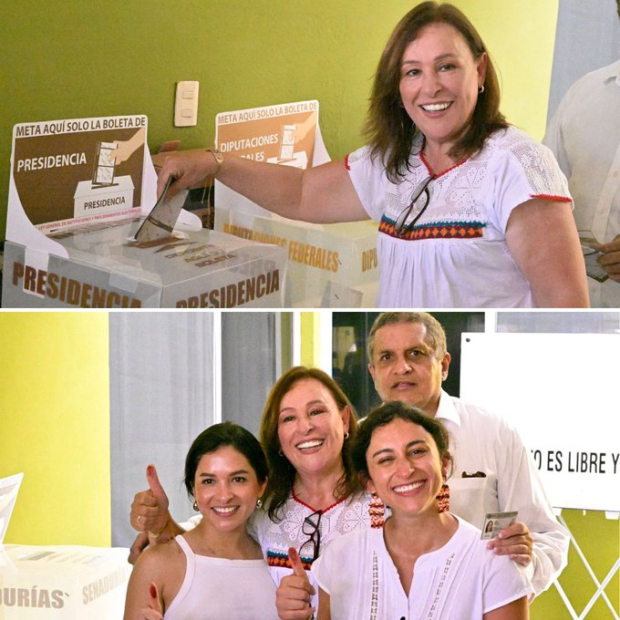 Rocío Nahle, candidata de Morena, acude a votar.