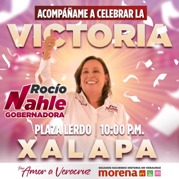 Rocío Nahle invita a evento en la Plaza Lerdo.