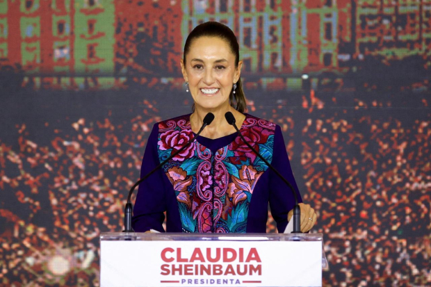 Claudia Sheinbaum la noche del 2 de junio, tras el anunció del INE dándola como ganadora tras el conteo rápido.
