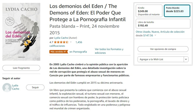 El libro de Lydia Cacho está disponible en Amazon.