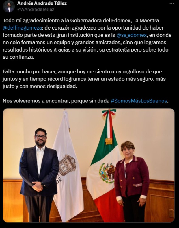 Así agradeció Andrés Andrade Téllez la oportunidad de servir a la población del Estado de México.