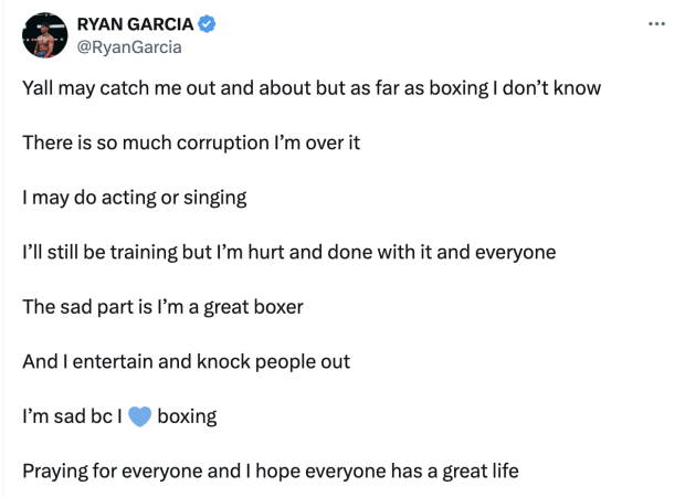 Ryan García dio a conocer su retiro como boxeador.