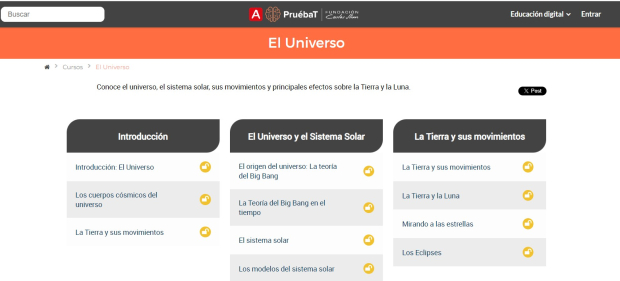 El curso de Astronomía está disponible en la plataforma "PruébaT".