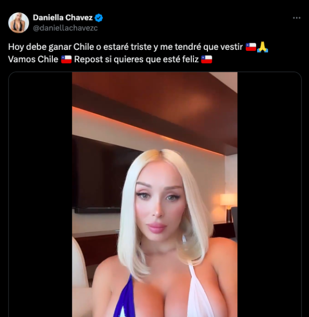 Daniella Chávez manda mensaje apoyando a Chile