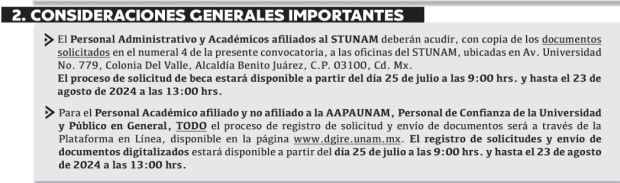 Fechas importantes para tramitar la Beca UNAM Si.