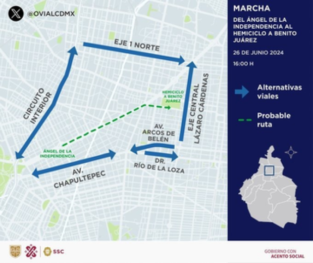 Alternativas viales ante la marcha de los 43 de Ayotzinapa.