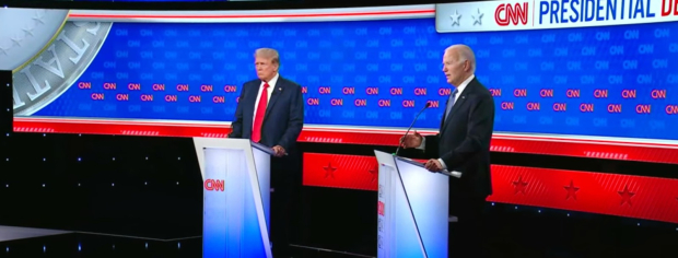 Donadl Trump y Joe Biden en el debate de este jueves.