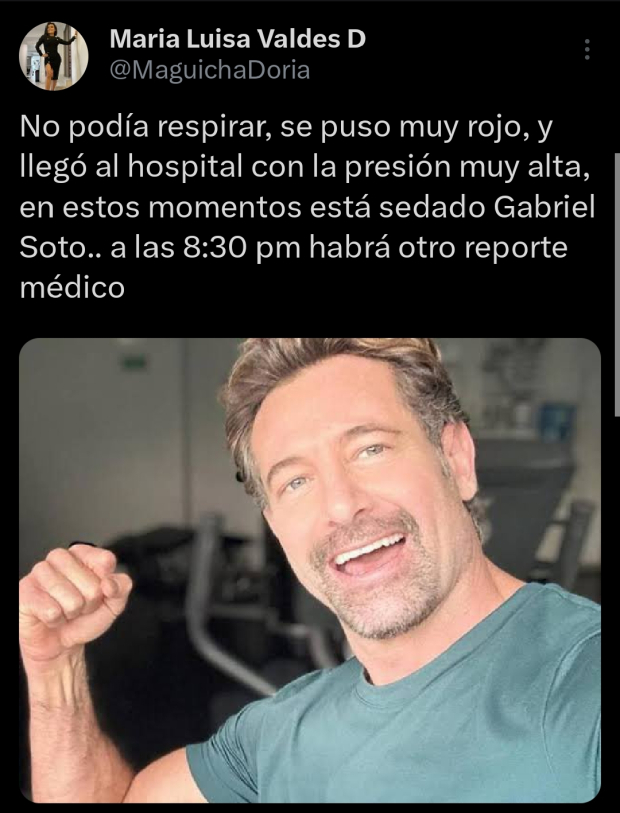 Gabriel Soto está hospitalizado