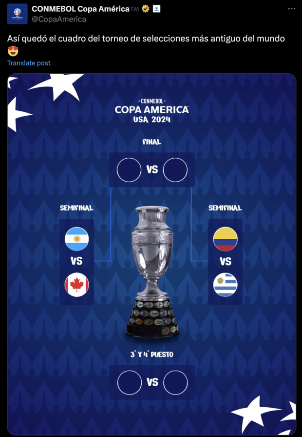 Quedaron definidos los encuentros de semifinales de la Copa América 2024.
