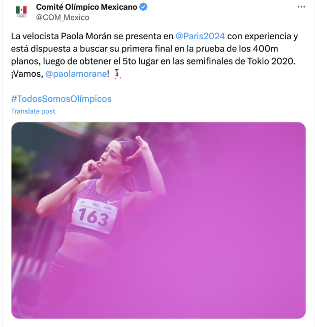 Paola Morán es una de las mexicanas que representará al país en atletismo en París 2024.