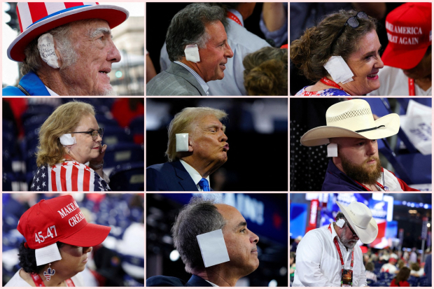 El collage de fotos es el reflejo de la cultura norteamericana: el espectáculo y el fanatismo.